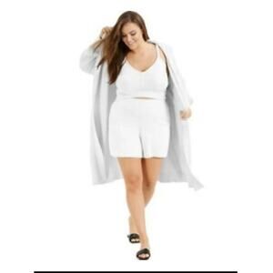 Culpos x INC Women's Open Front Hooded Long Lounge Cardigan in White - M